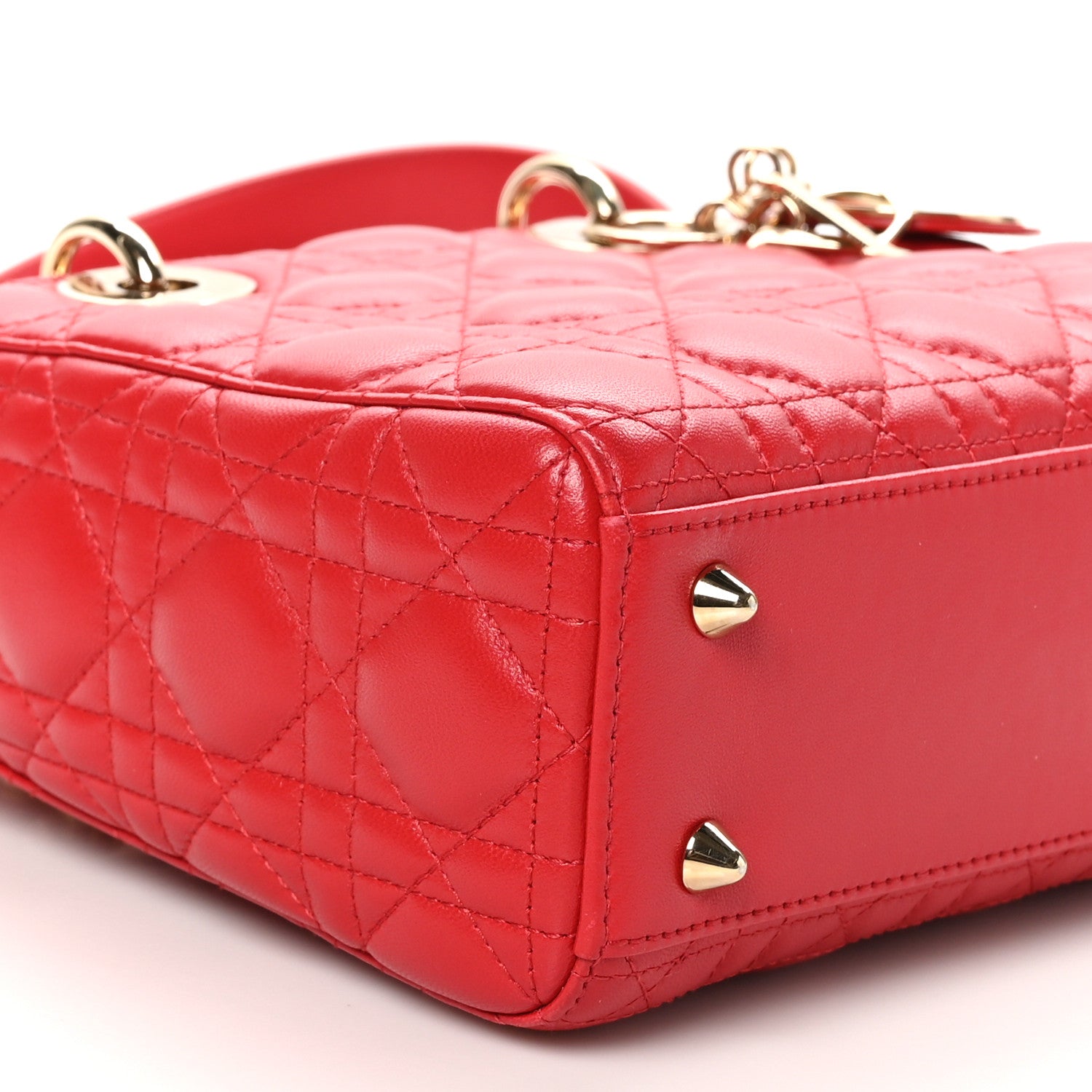Christian Dior Lambskin Cannage Small Lucky Badges My Lady Dior Red 9 of 11