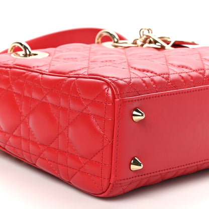 Christian Dior Lambskin Cannage Small Lucky Badges My Lady Dior Red 9 of 11