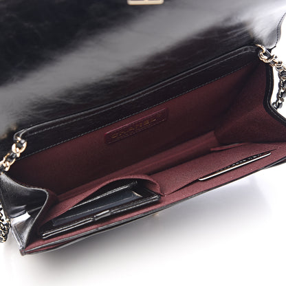 Chanel Glazed Crackled Calfskin Wallet On Chain WOC Black 5 of 11