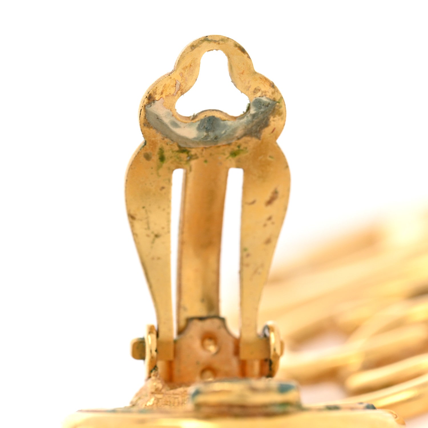 Chanel Metal CC Circle Long Drop Clip On Earrings Gold 6 of 8