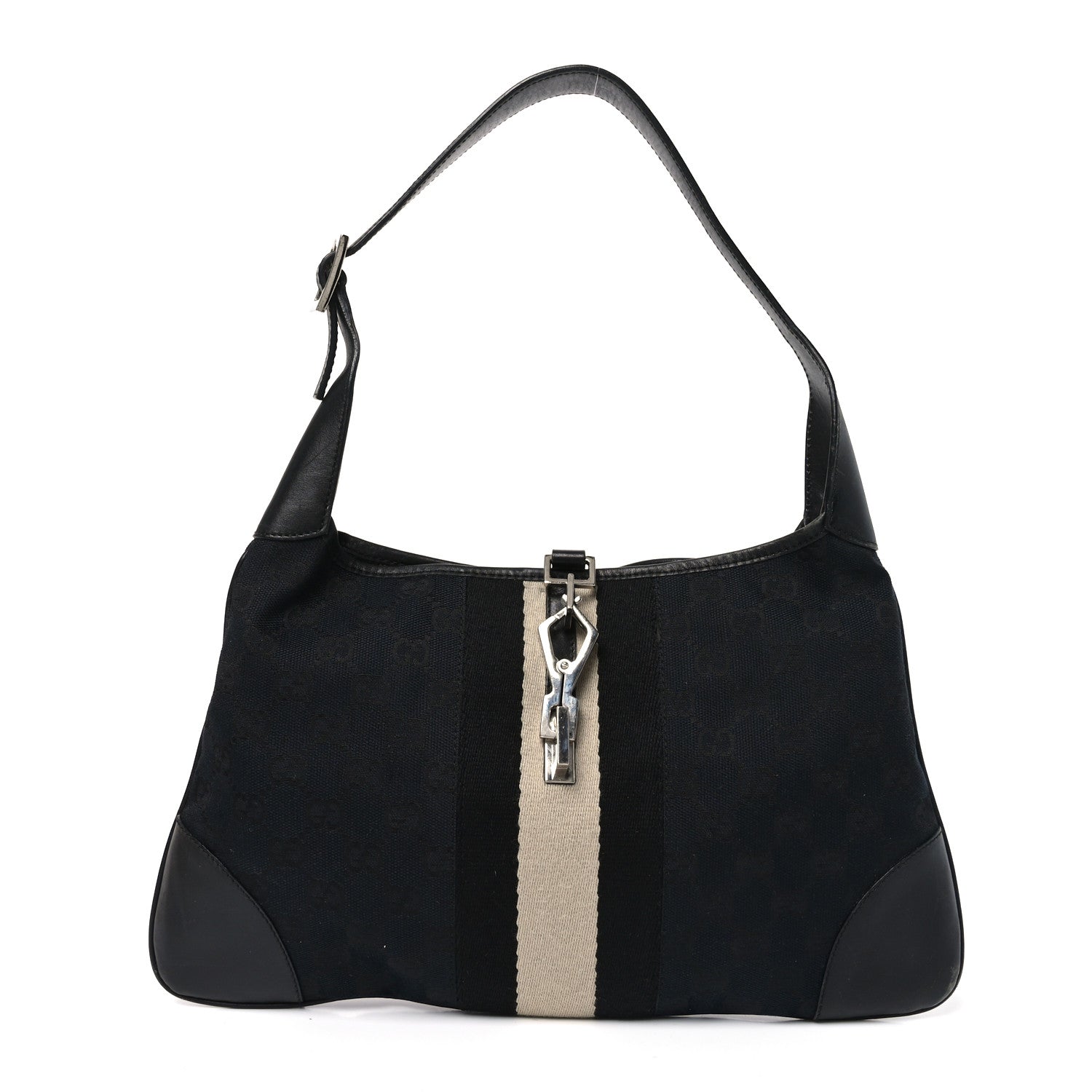 Gucci Monogram Lobster Clasp Jackie O Hobo Black 1 of 10