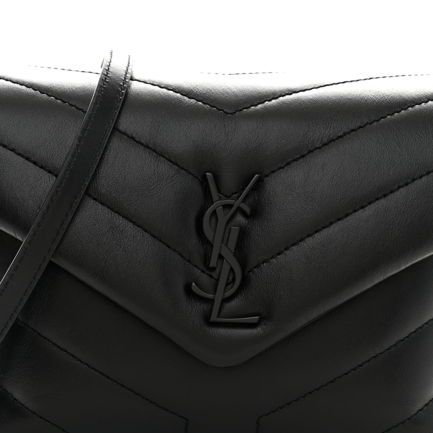 Saint Laurent Calfskin Y Quilted Monogram Monochrome Toy Loulou Crossbody Bag Black 8 of 11