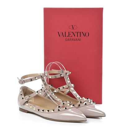 Valentino Garavani Patent Rockstud Cage Ballerina Flats 37 Poudre 8 of 8