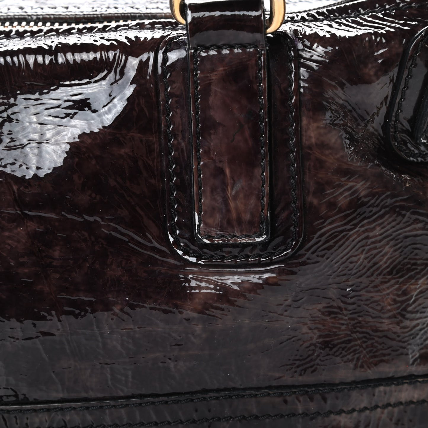 Crinkled Patent Medium Pandora Bag Aubergine