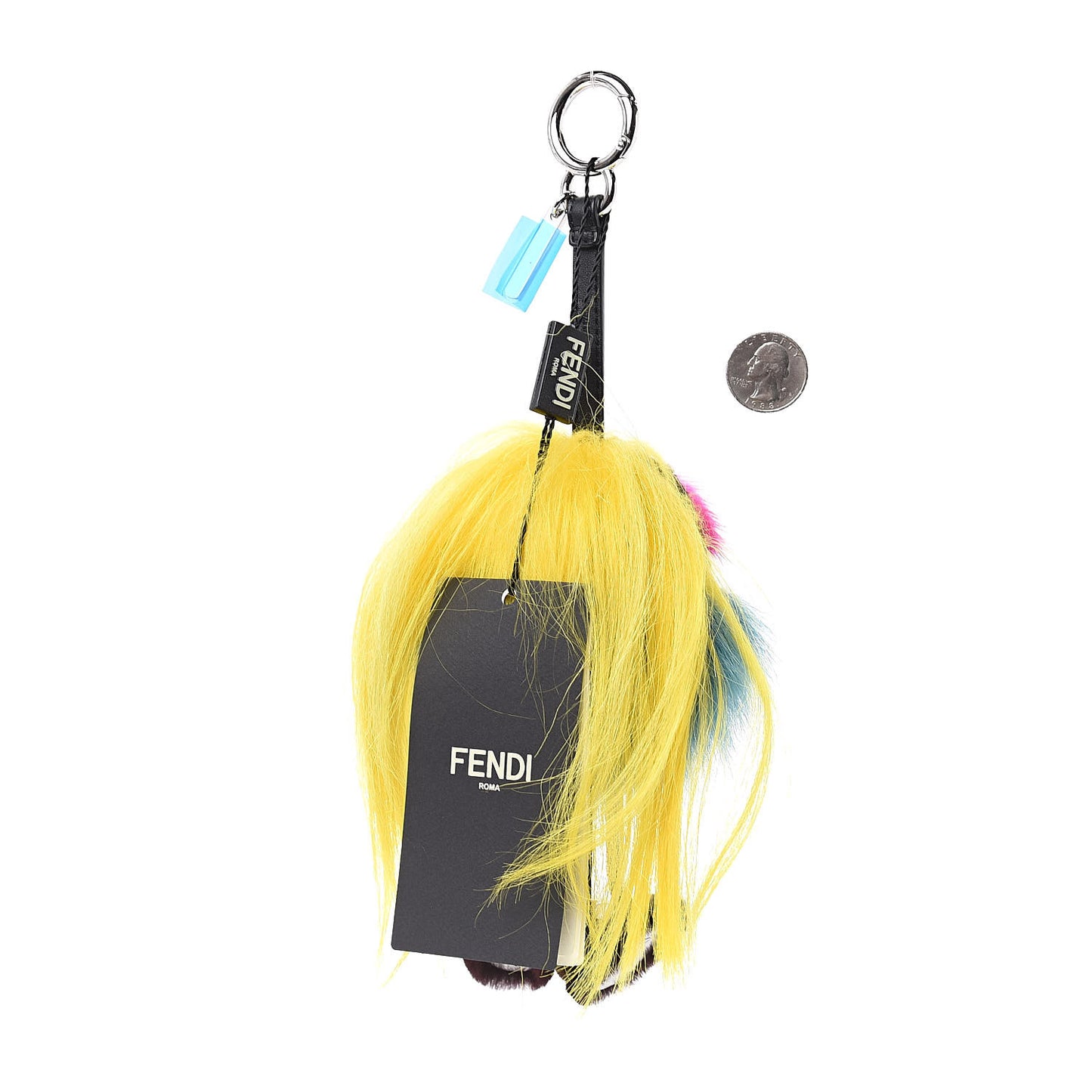 Goat Mink Fox Fur Mum Wonders Bag Charm Yellow Water Multicolor