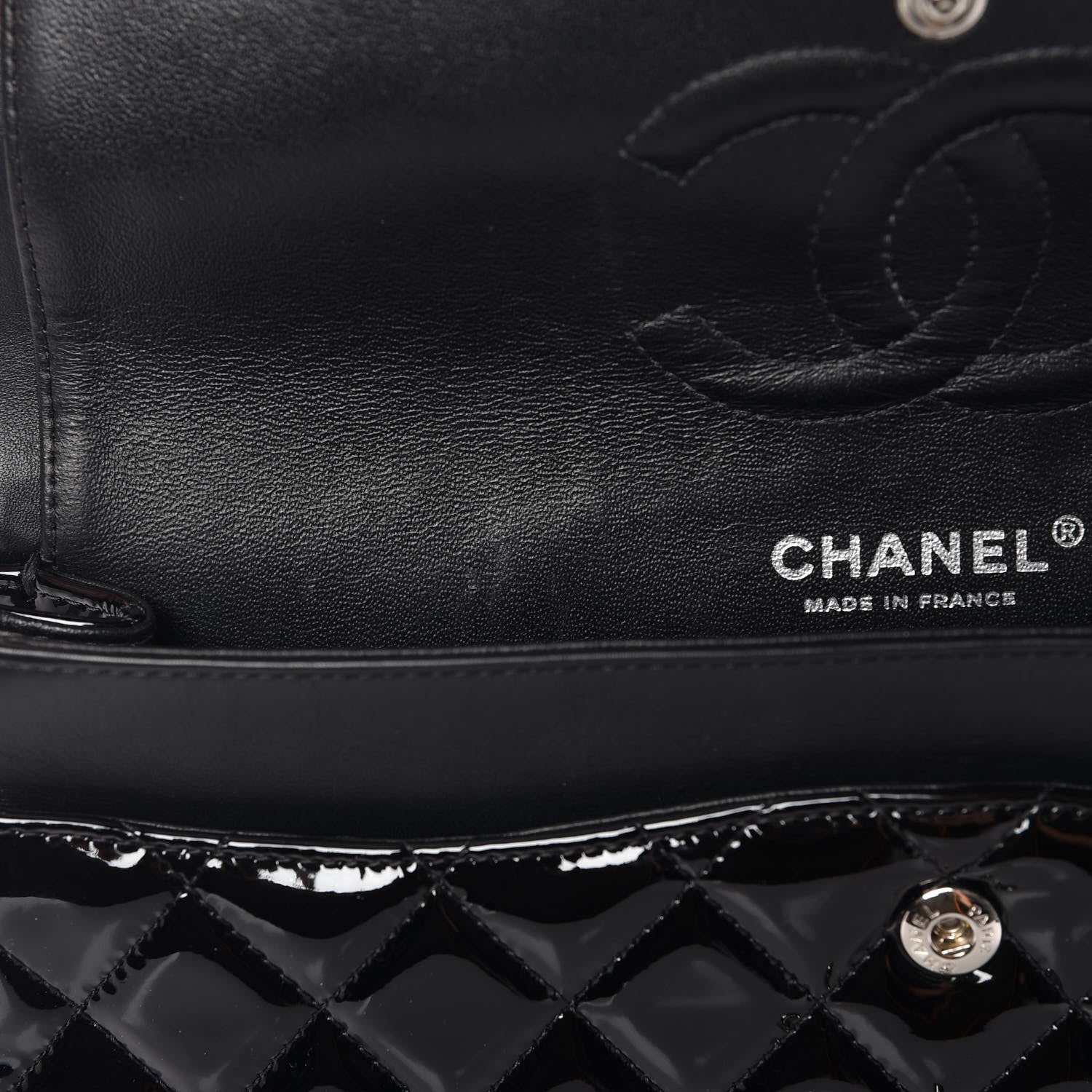 Chanel Patent Quilted Medium Double Flap Black 13 of 17