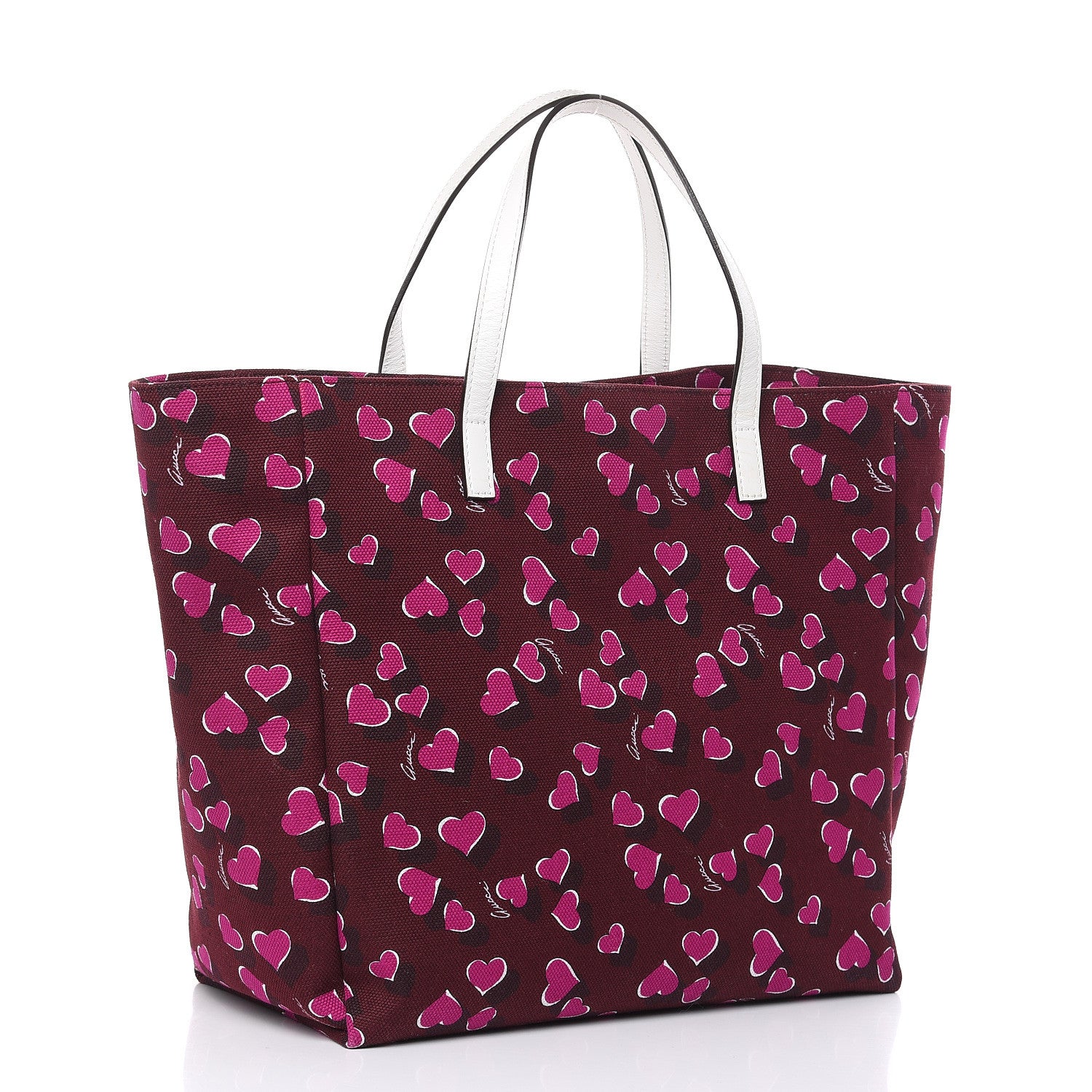 Gucci Canvas Heartbeat Print Medium Tote New Wine 3 of 11