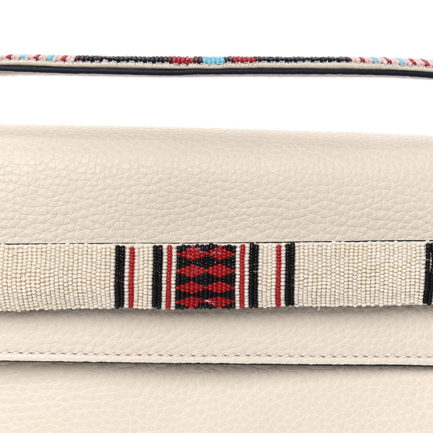 Valentino Garavani Pebbled Calfskin Beaded My Rockstud Clutch Ivory 6 of 6