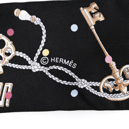 Hermes Silk Les Cles A Pois Twilly Black Beige Rose Multicolor 3 of 4