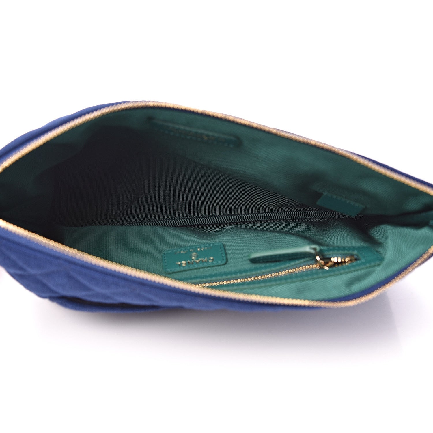 Chanel Jersey Quilted Medium Cosmetic Case Blue 4 of 8