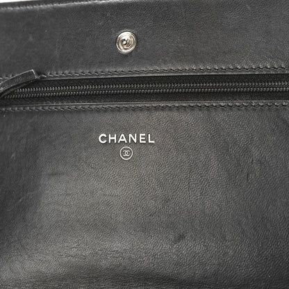 Chanel Lambskin Camellia Quilted Wallet On Chain WOC Black 6 of 11