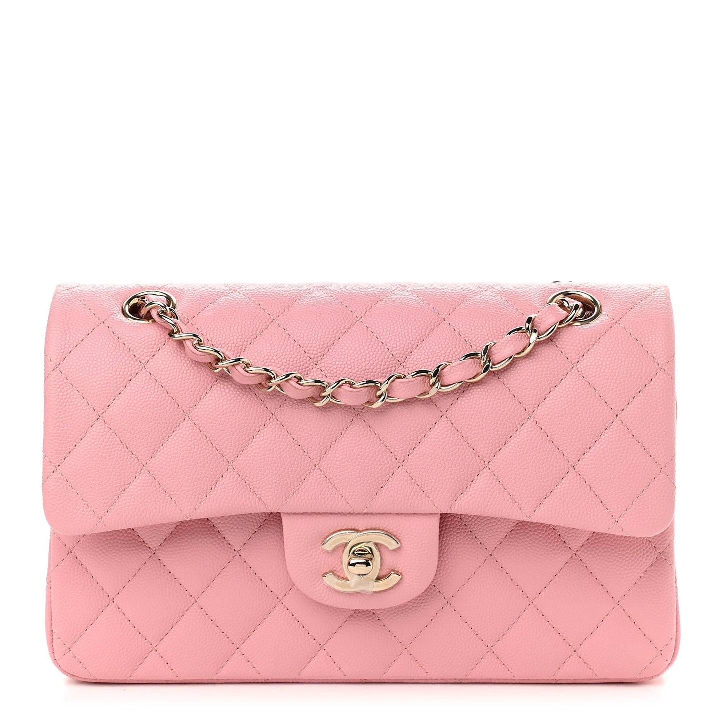 Caviar Quilted Small Double Flap Pink