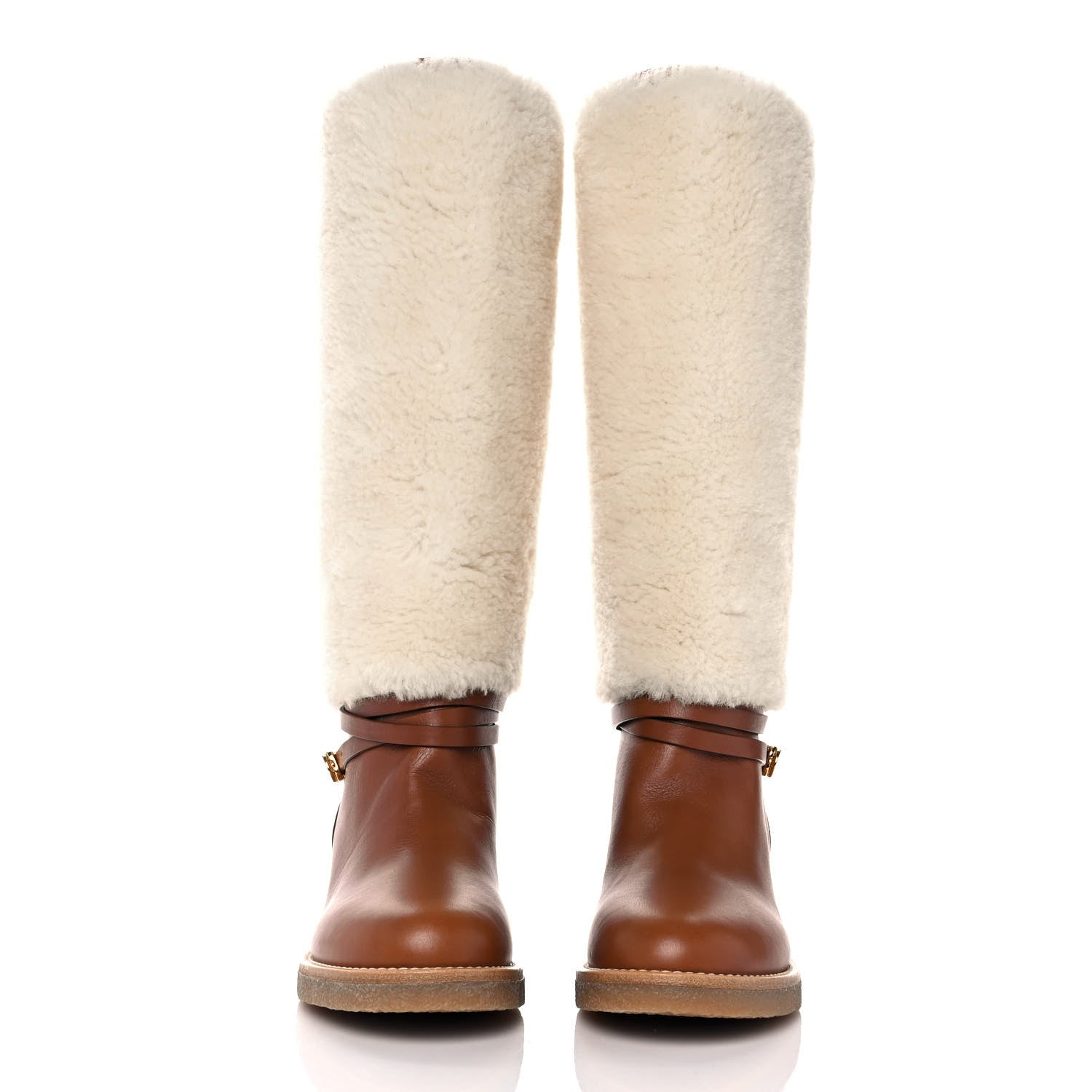 Christian Dior Calfskin Shearling D-Furious Boots 38 Dark Tan 2 of 9