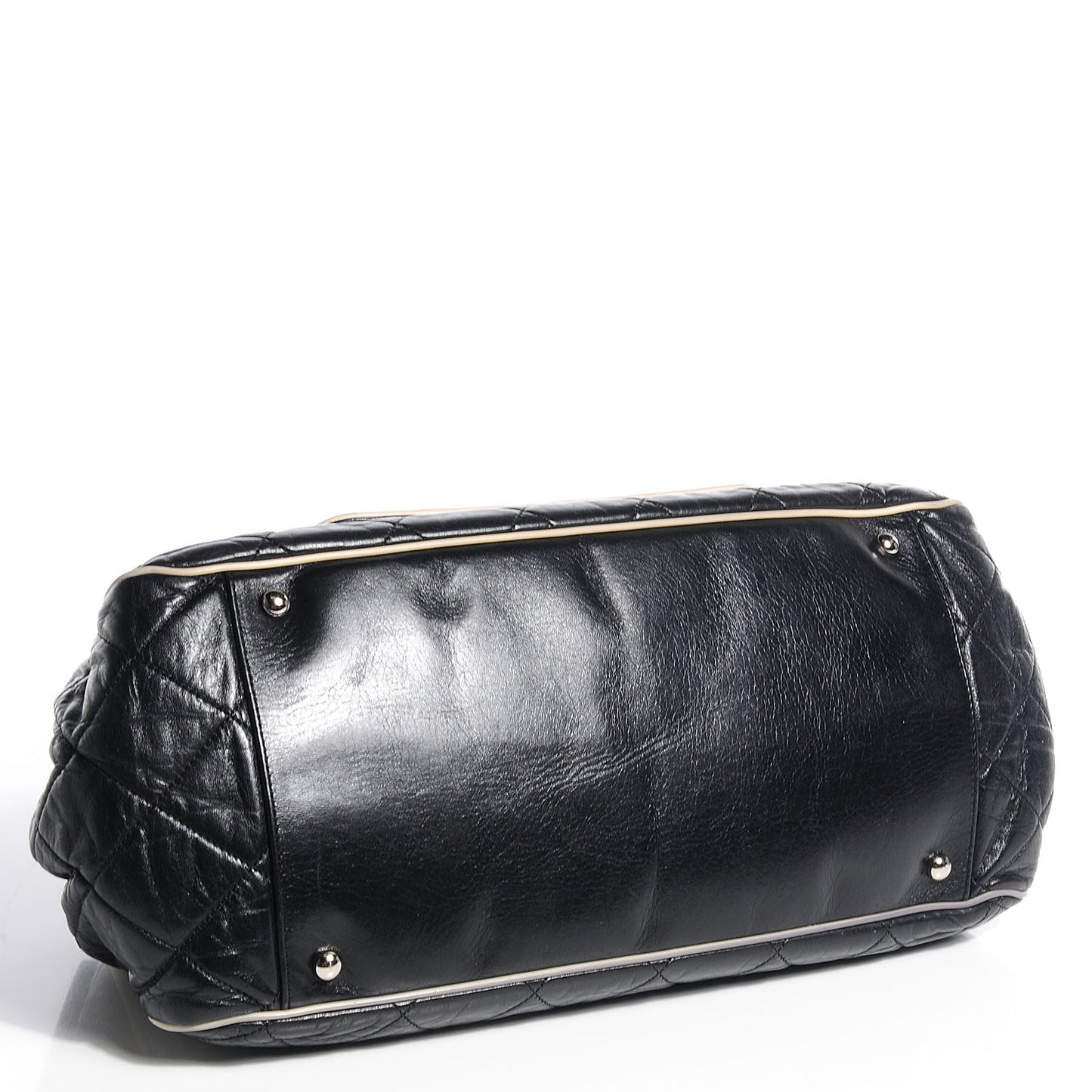 Lambskin Quilted East West Accordion Flap Black