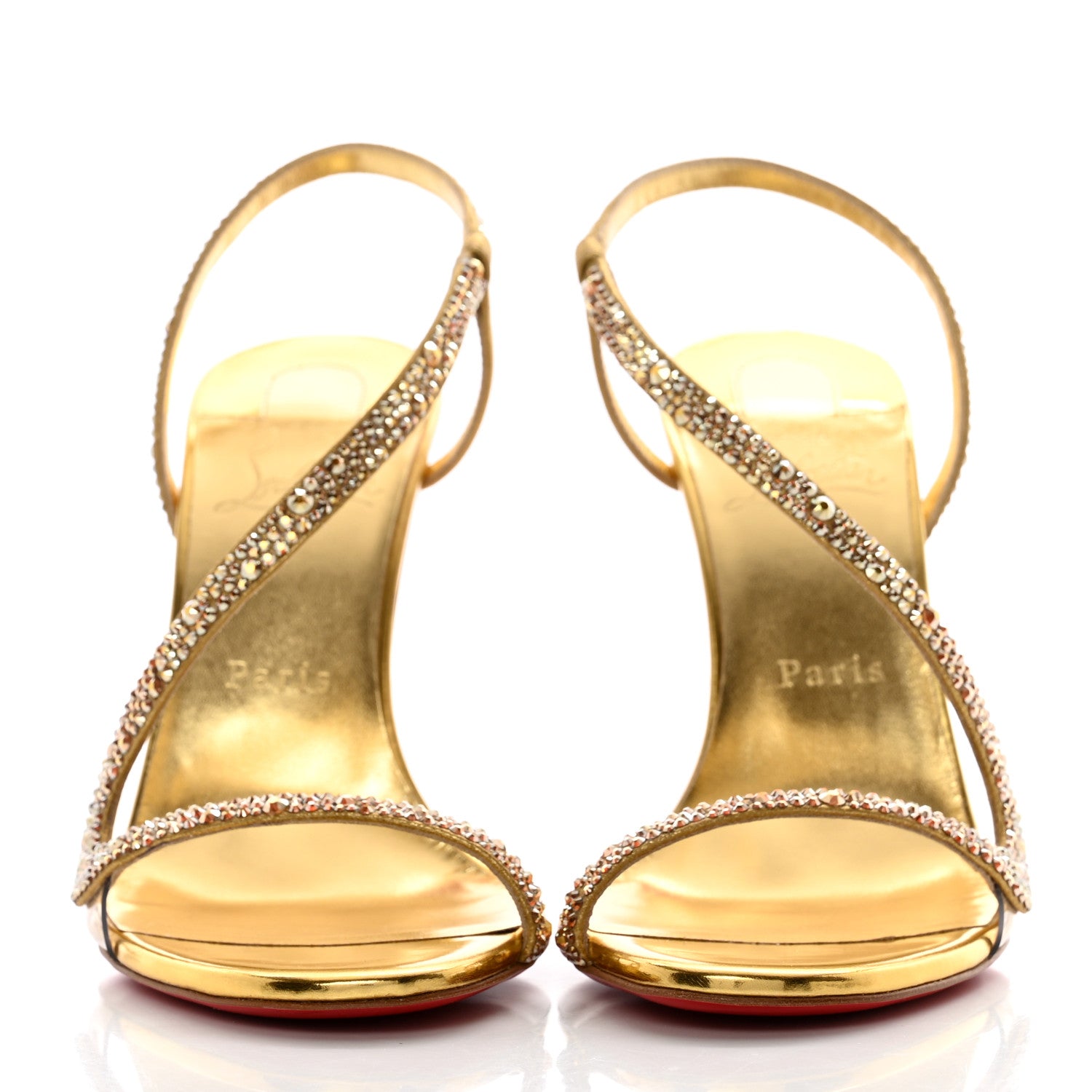 Christian Louboutin Metallic Nappa Embossed Crystal Rosalie 100 Sandals 38 Gold 2 of 8