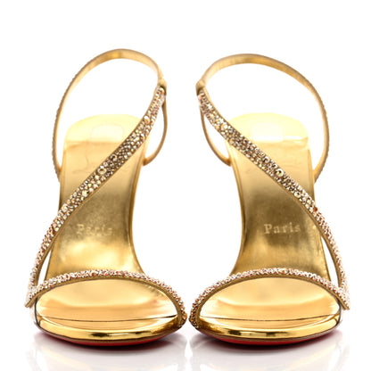 Christian Louboutin Metallic Nappa Embossed Crystal Rosalie 100 Sandals 38 Gold 2 of 8