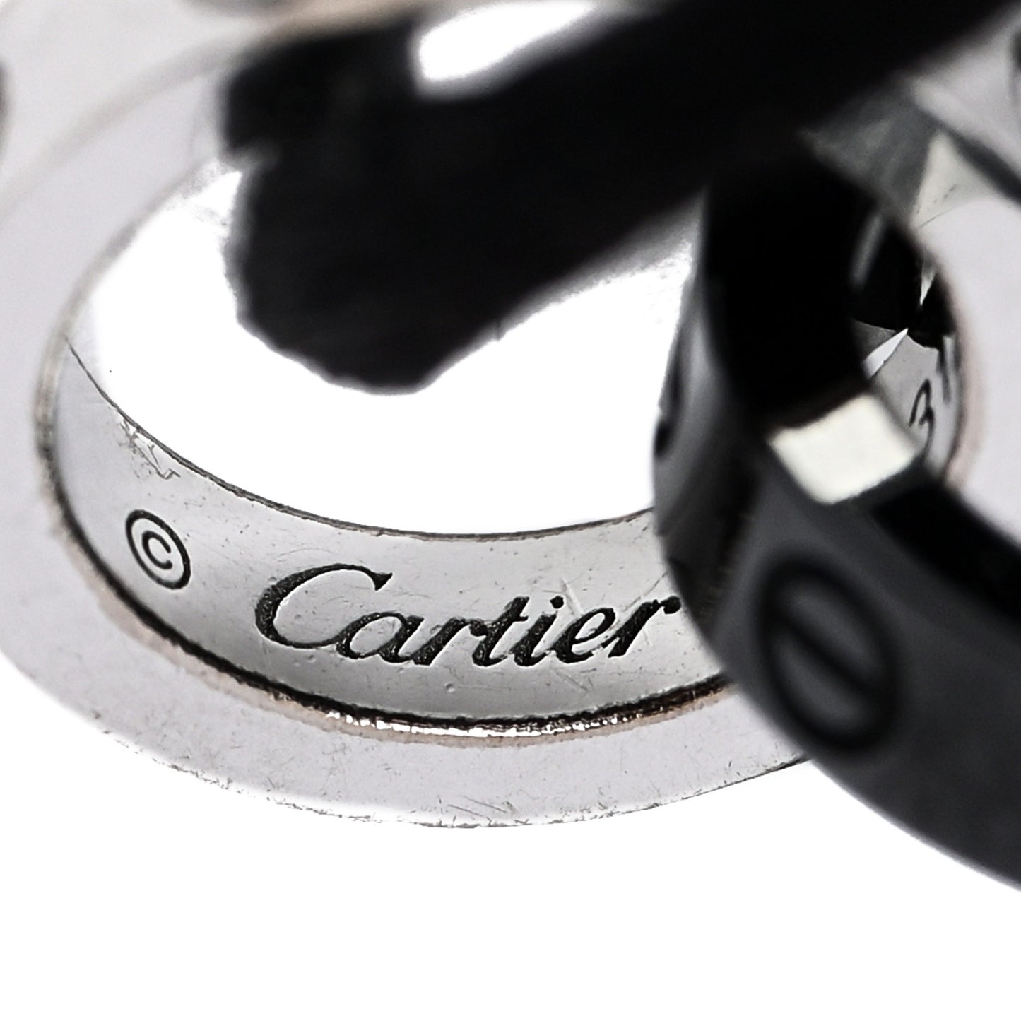 18K White Gold Ceramic 4 Diamond LOVE Cord Bracelet Black