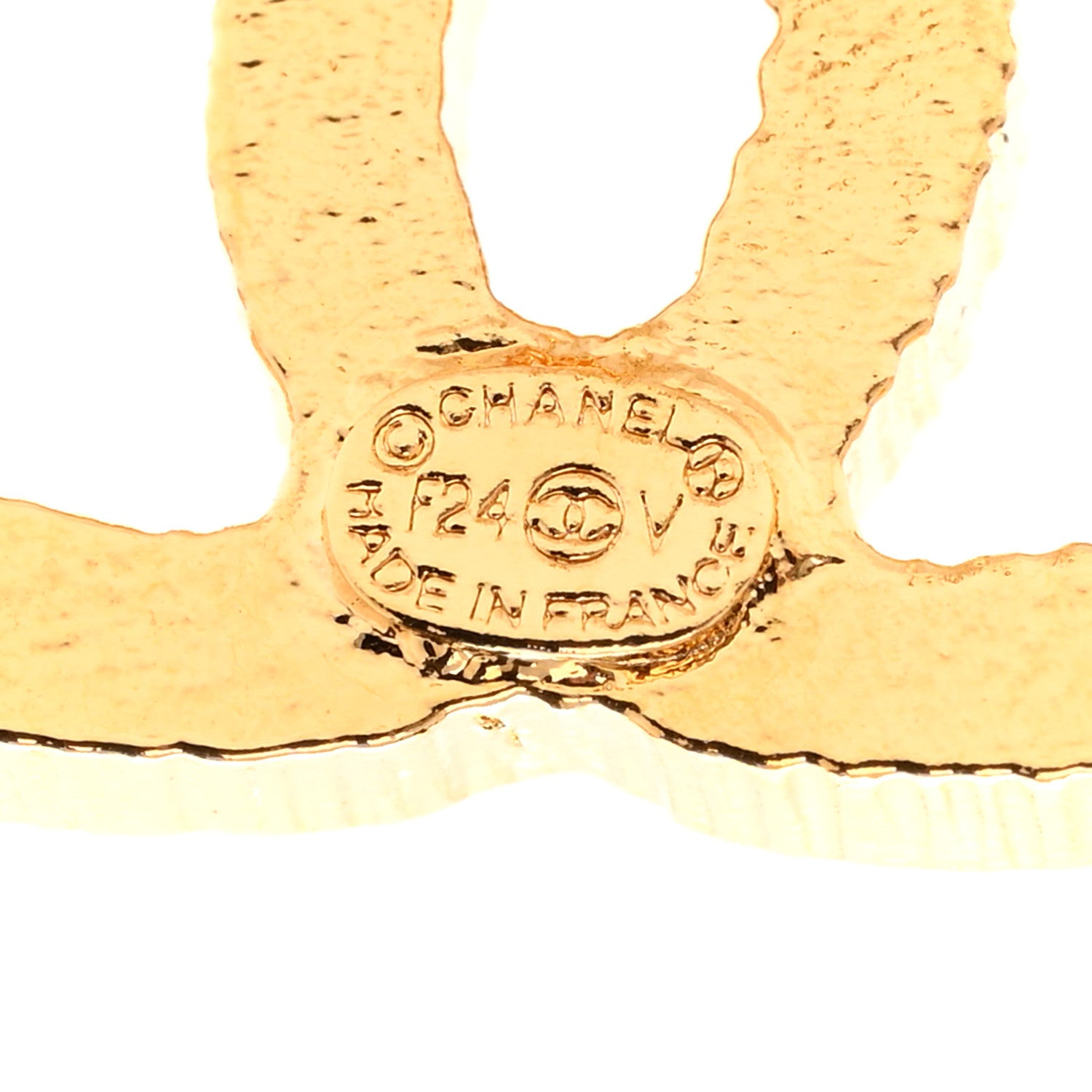 Chanel Metal Textured CC Earrings Gold 4 of 5