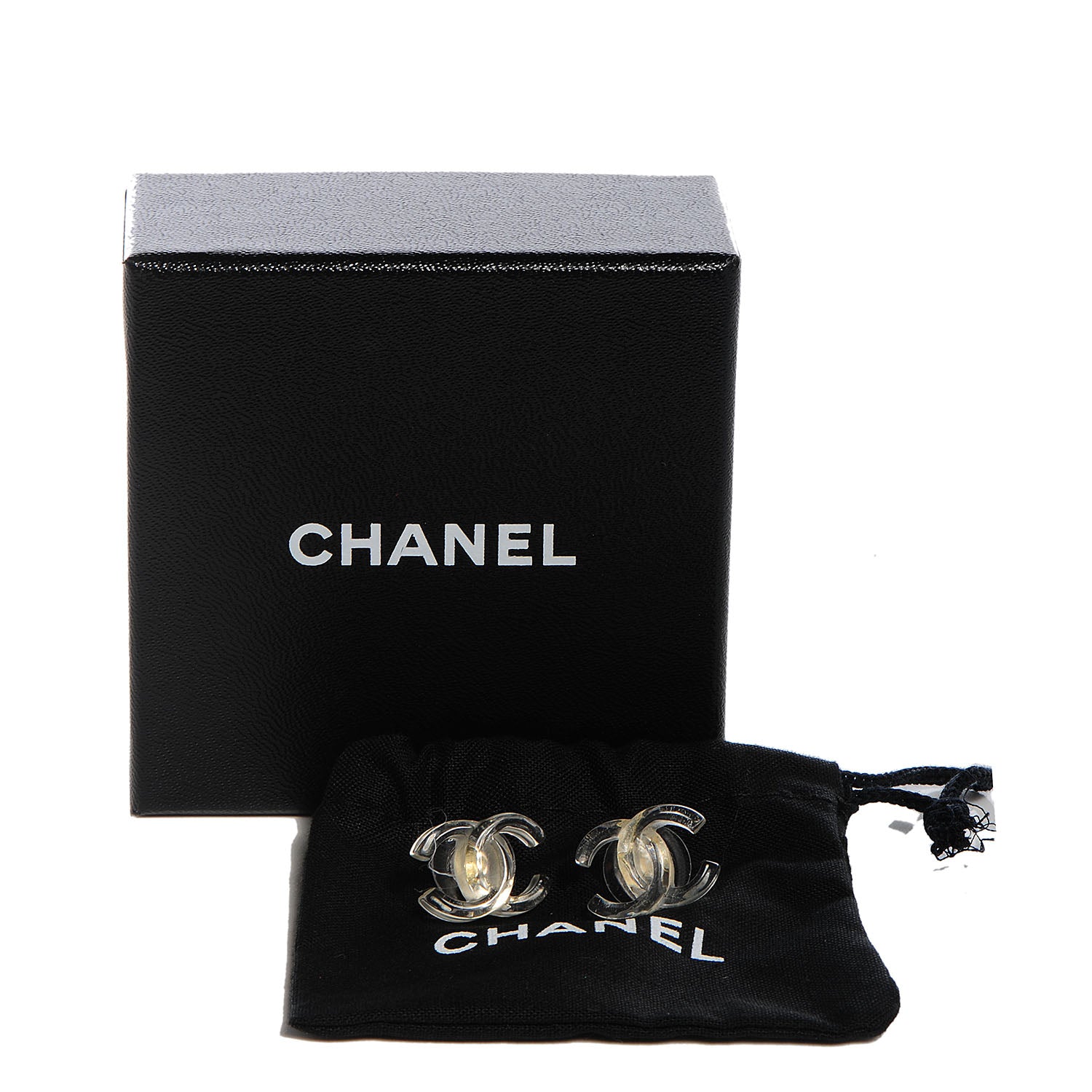 Chanel Acrylic CC Earrings Translucent 4 of 4