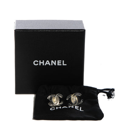 Chanel Acrylic CC Earrings Translucent 4 of 4