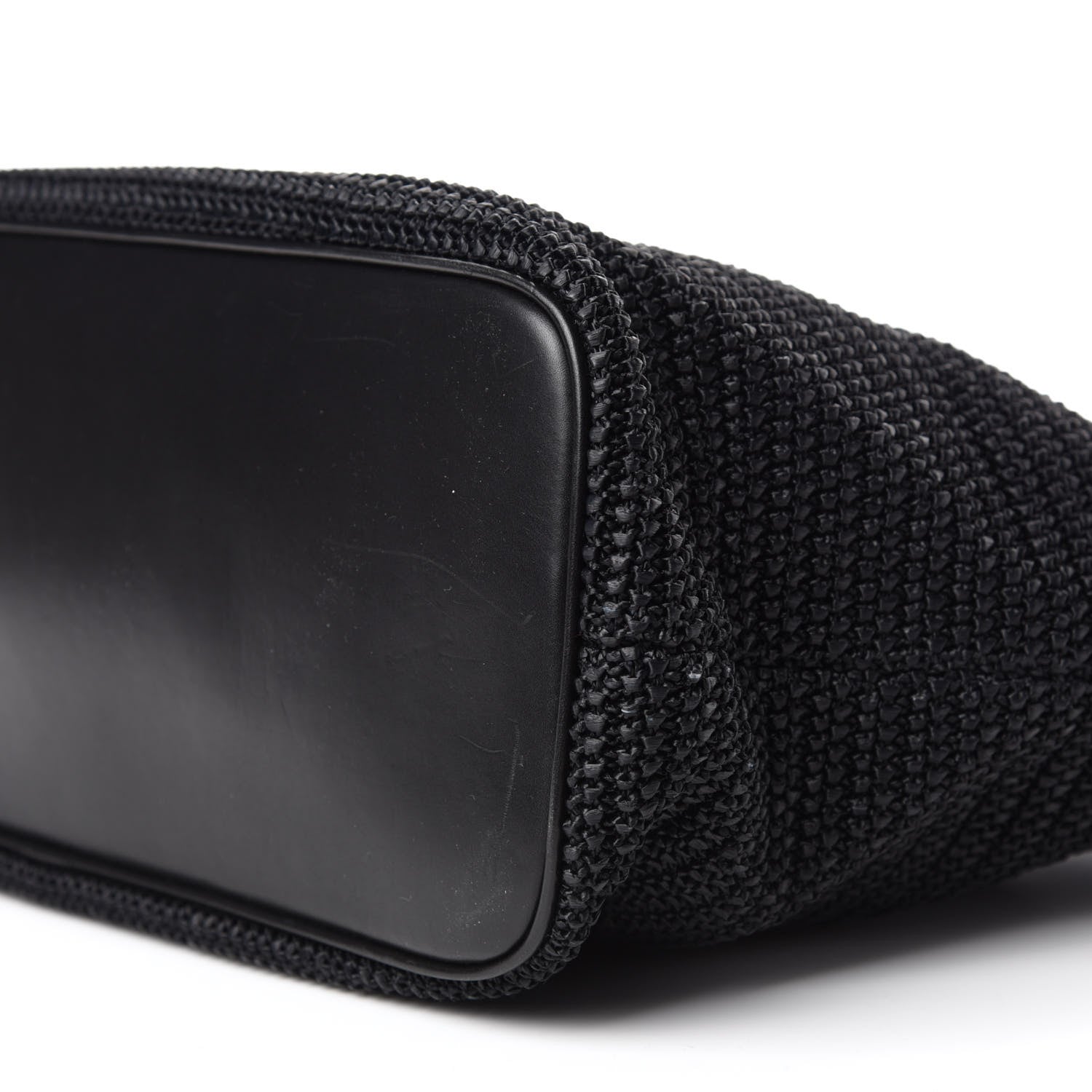 Saint Laurent Calfskin Raffia Medium Shopper Tote Black 7 of 15