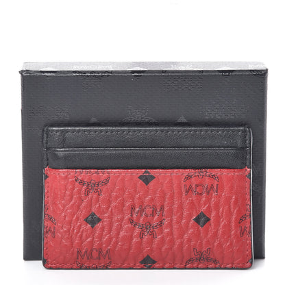MCM Calfskin Visetos Mini Card Case Black Ruby Red 9 of 9