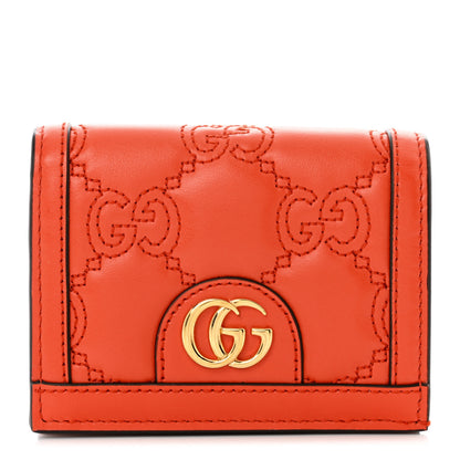 Gucci Calfskin GG Matelasse Card Case Wallet Deep Orange 1 of 7