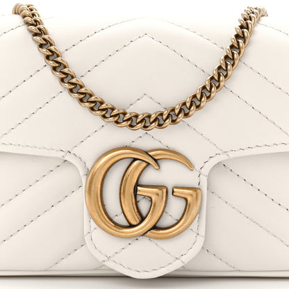 Gucci Calfskin Matelasse Super Mini GG Marmont Shoulder Bag White 8 of 11