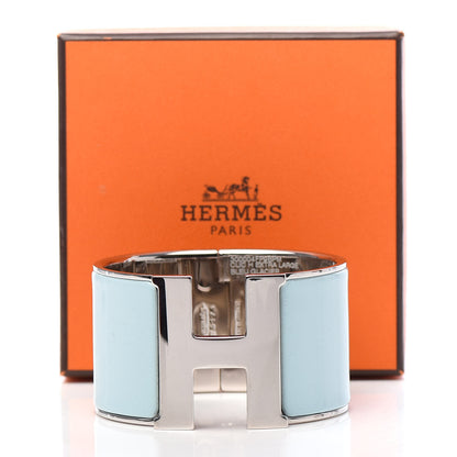 Hermes Enamel Extra Wide Clic Clac H Bracelet PM Bleu Glacier 6 of 6