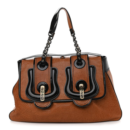 Fendi Nappa Patent Large B Bag Osso Black 1 of 10