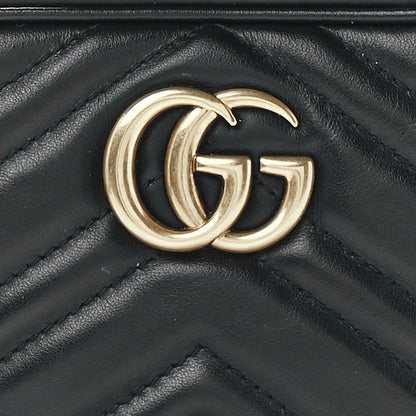 Gucci Calfskin Matelasse Mini GG Marmont Chain Shoulder Bag Black 9 of 12