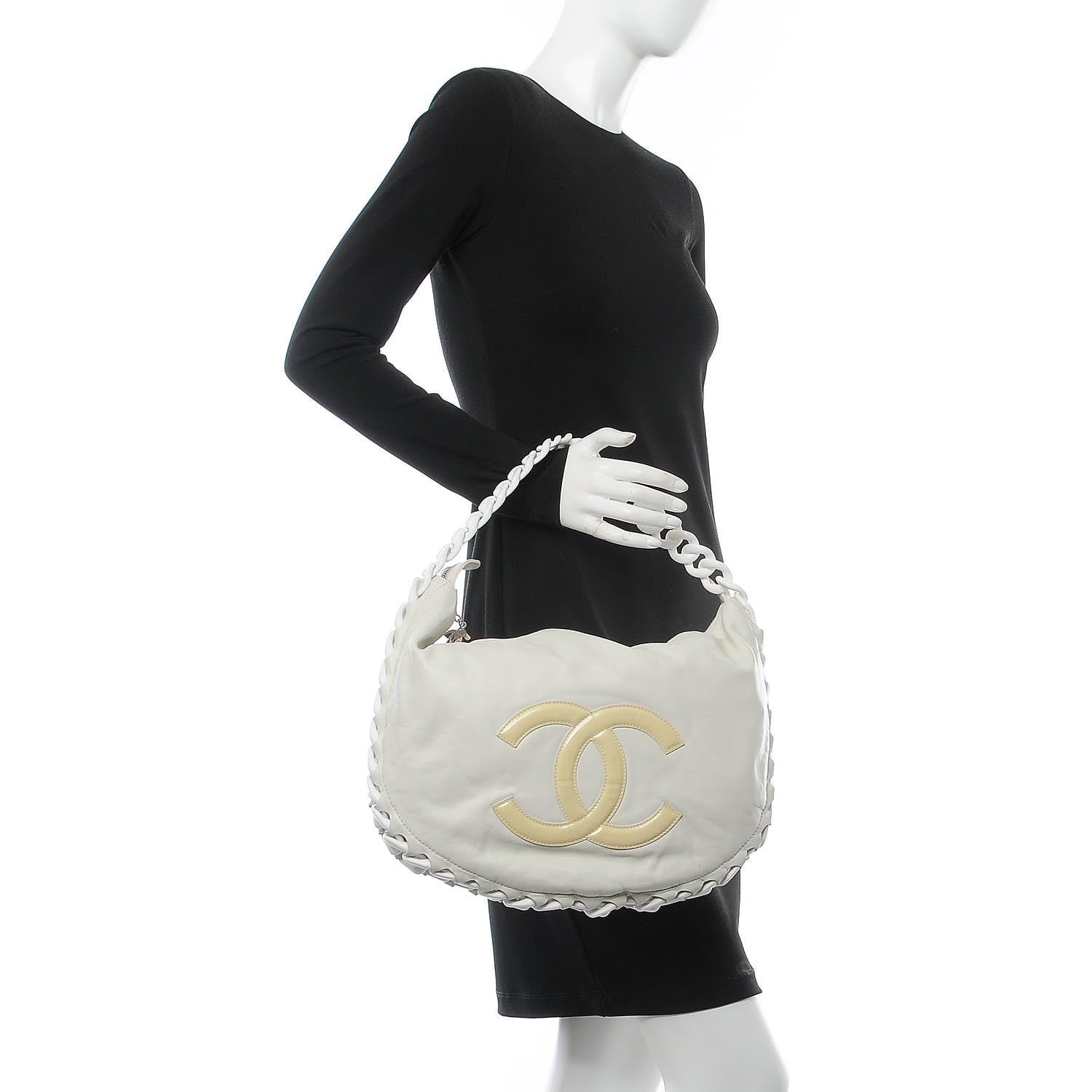 Chanel Calfskin Modern Chain Rhodoid Hobo White 2 of 9