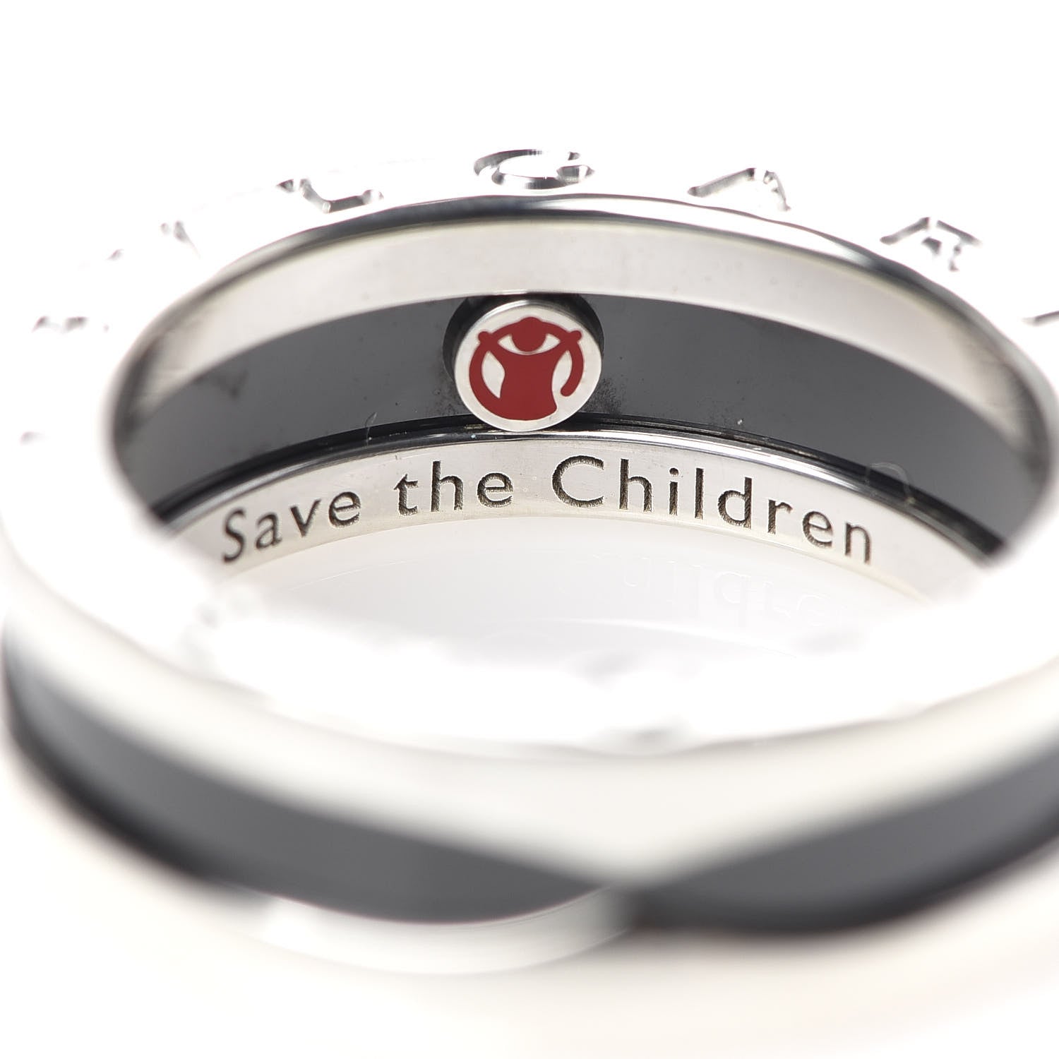 Bulgari Sterling Silver Ceramic Save The Children One-Band Ring 52 6 5 of 7