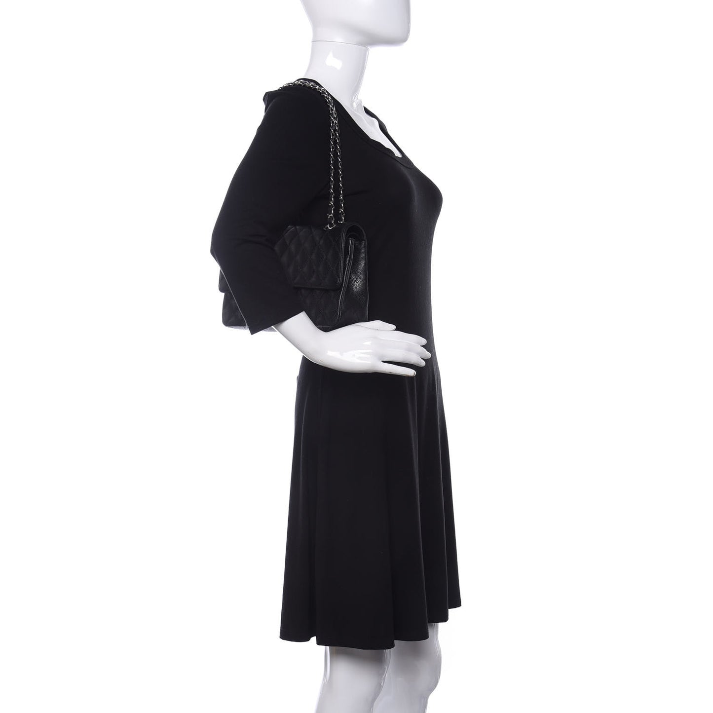 Caviar Quilted Medium Double Flap Black