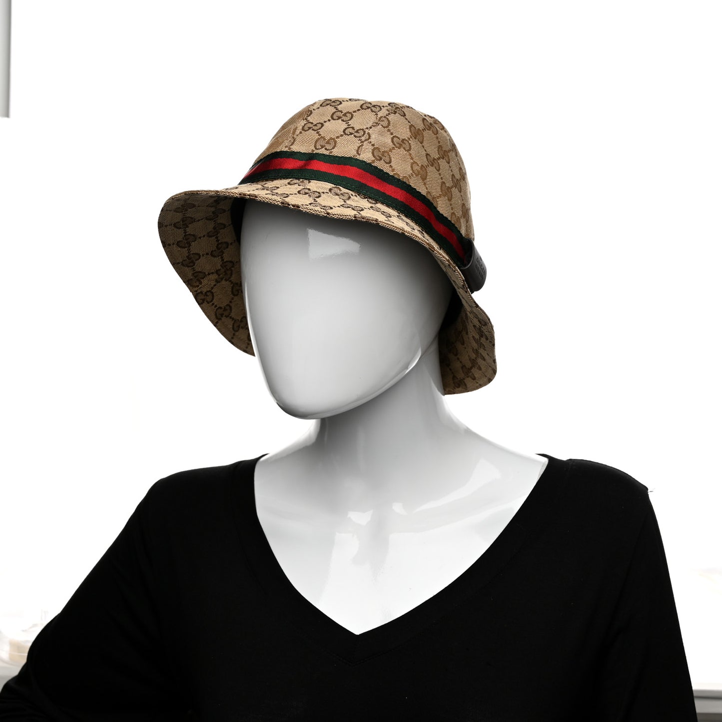 GG Monogram Web Bucket Hat XL Brown