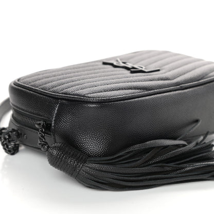 Saint Laurent Grain De Poudre Matelasse Monogram Mini Lou Camera Bag Black 8 of 9