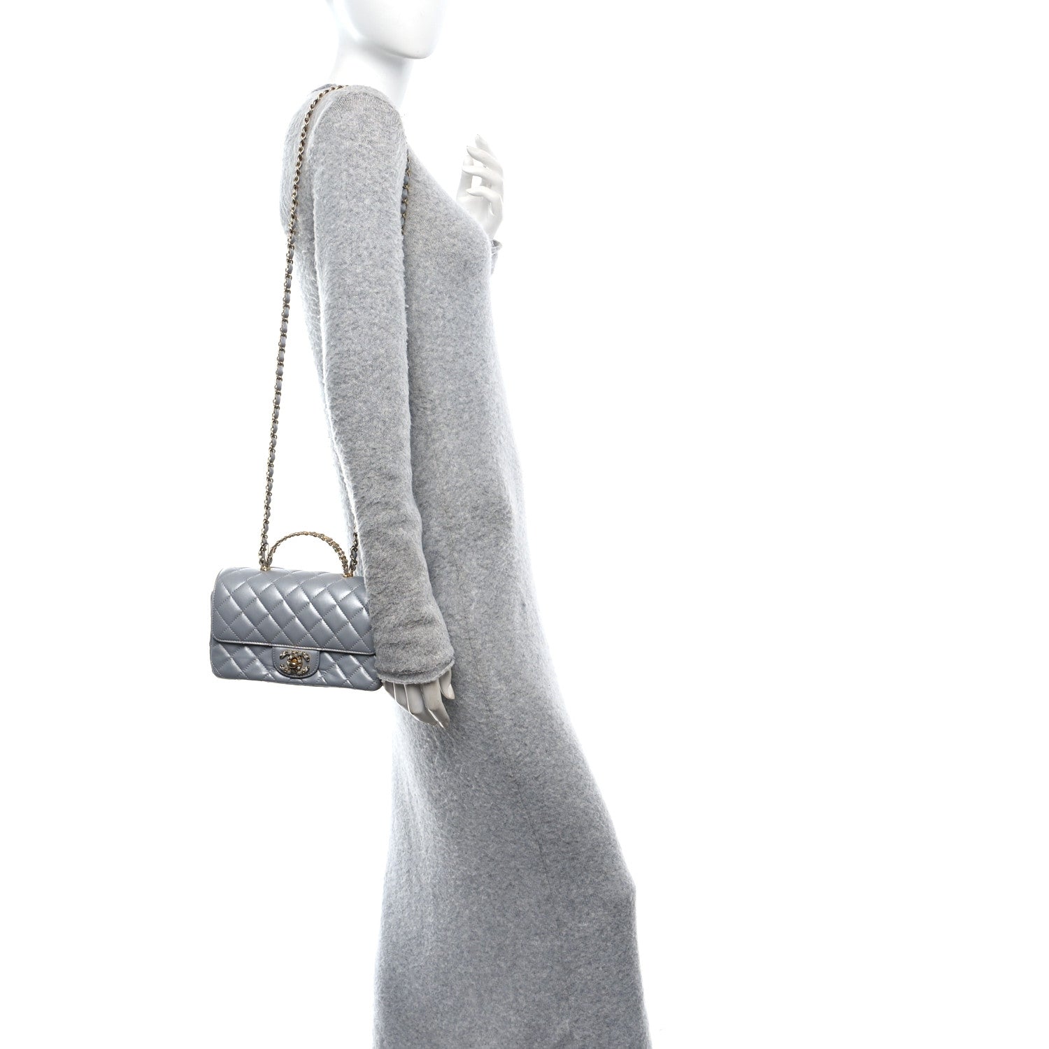Chanel Metallic Lambskin Quilted Mini Strass On Top Flap Silvery 2 of 11