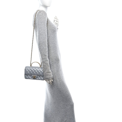 Chanel Metallic Lambskin Quilted Mini Strass On Top Flap Silvery 2 of 11