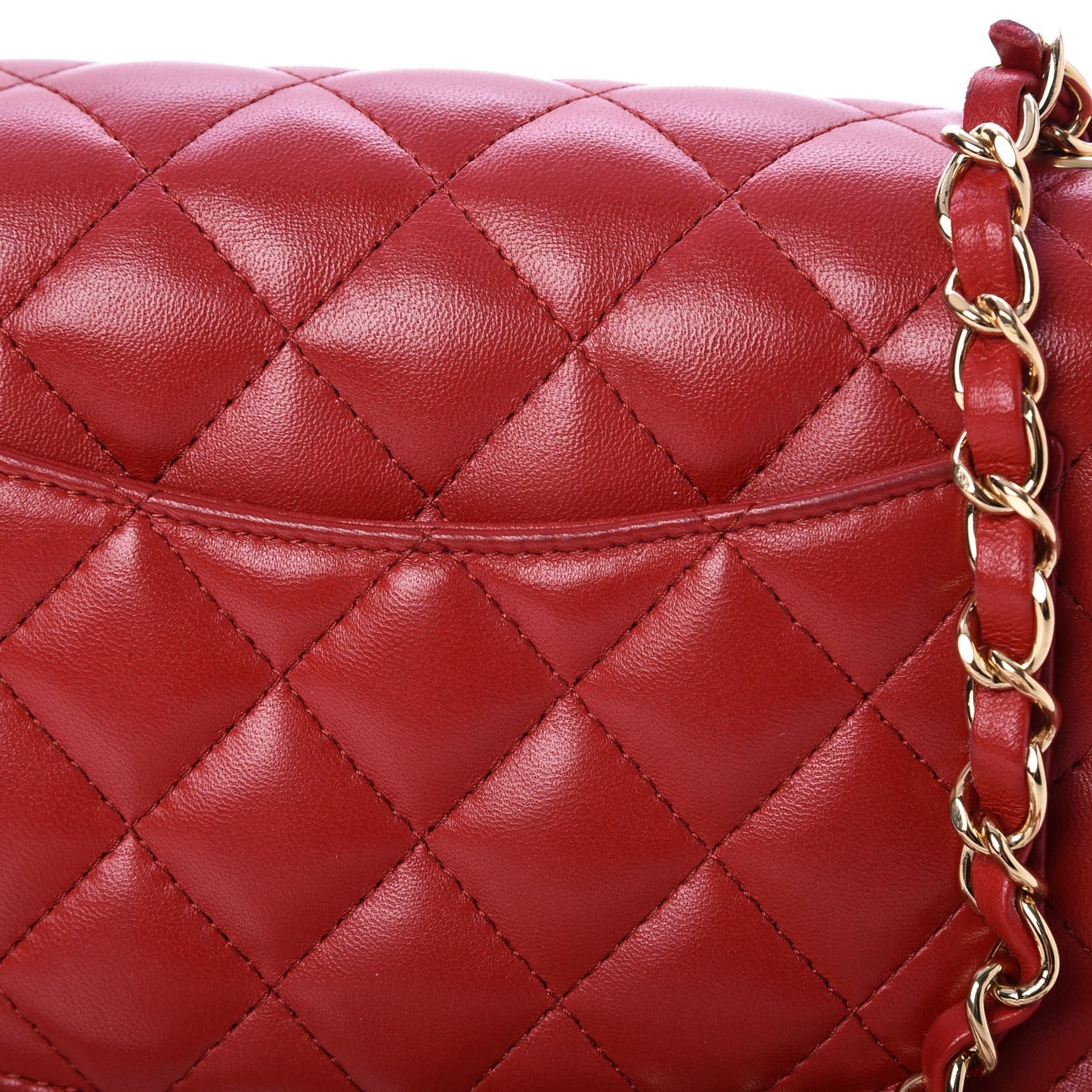 Lambskin Quilted Mini Rectangular Flap Red