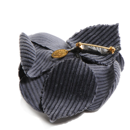 Chanel Corduroy Camellia Pin Brooch Dark Gray 3 of 4