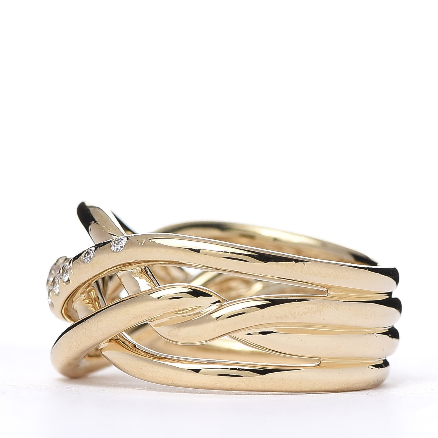 David Yurman 18K Yellow Gold Diamond Continuance Ring 52 6 3 of 5