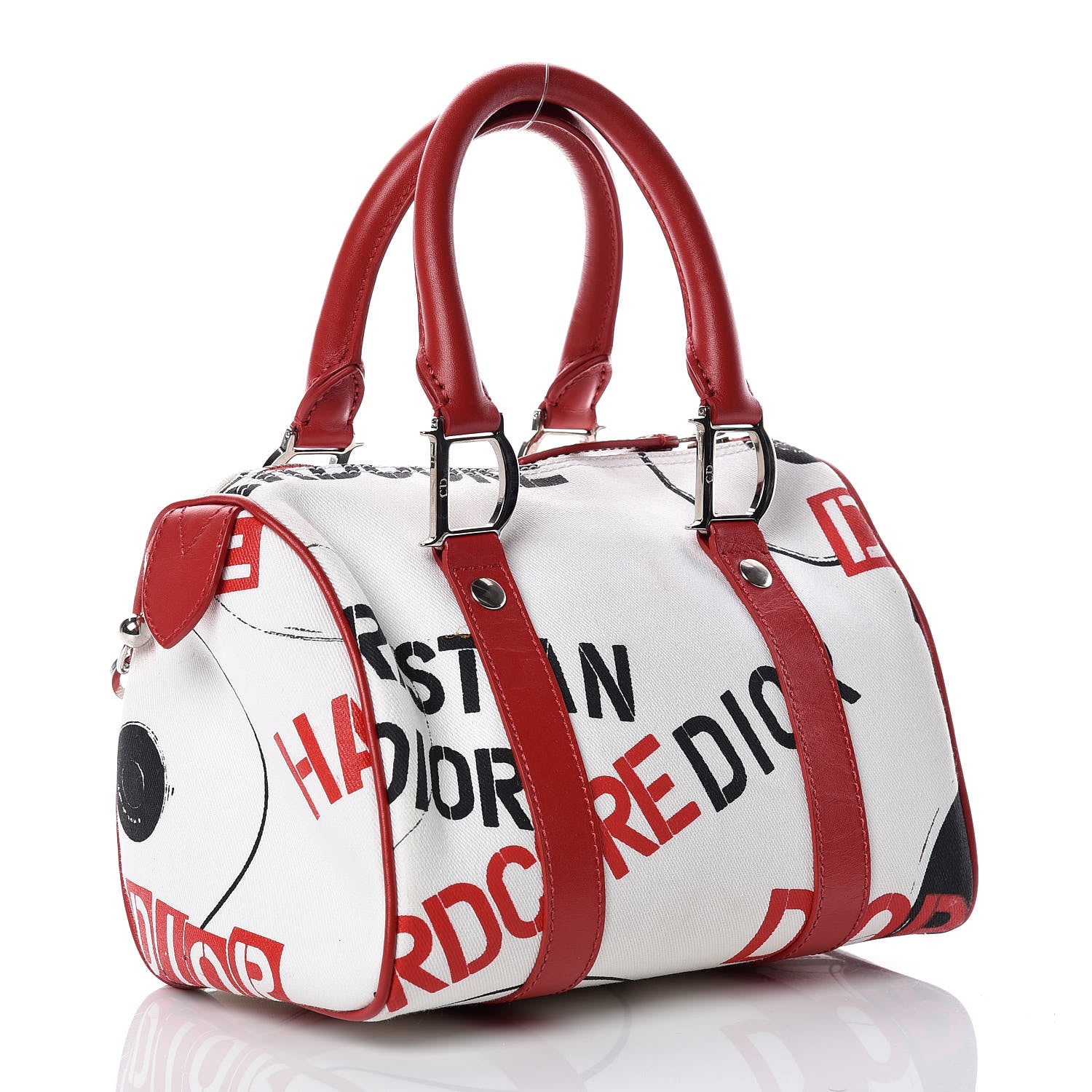 Christian Dior Canvas Hardcore Pierced Boston Black Red White 3 of 15