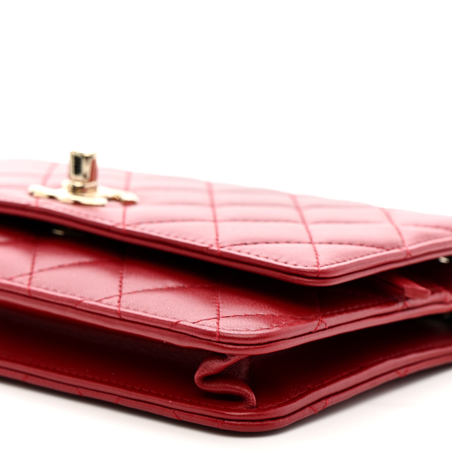 Chanel Lambskin Quilted Trendy CC Wallet On Chain WOC Red 11 of 13