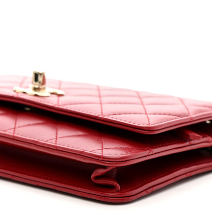 Chanel Lambskin Quilted Trendy CC Wallet On Chain WOC Red 11 of 13