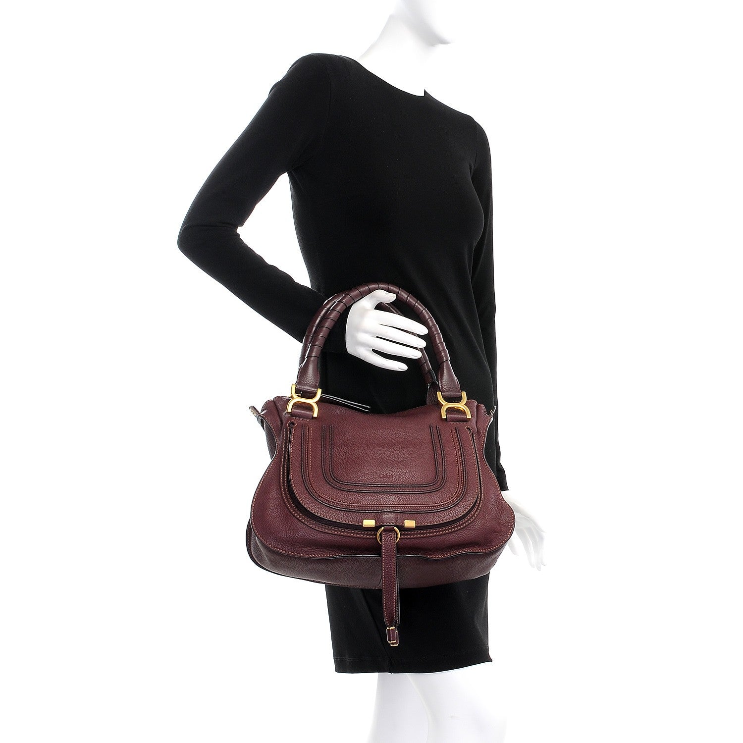 Chloe Calfskin Medium Marcie Satchel Burgundy 3 of 11