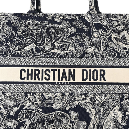 Christian Dior Canvas Embroidered Large Dioriviera Toile De Jouy Reverse Book Tote Blue 8 of 15