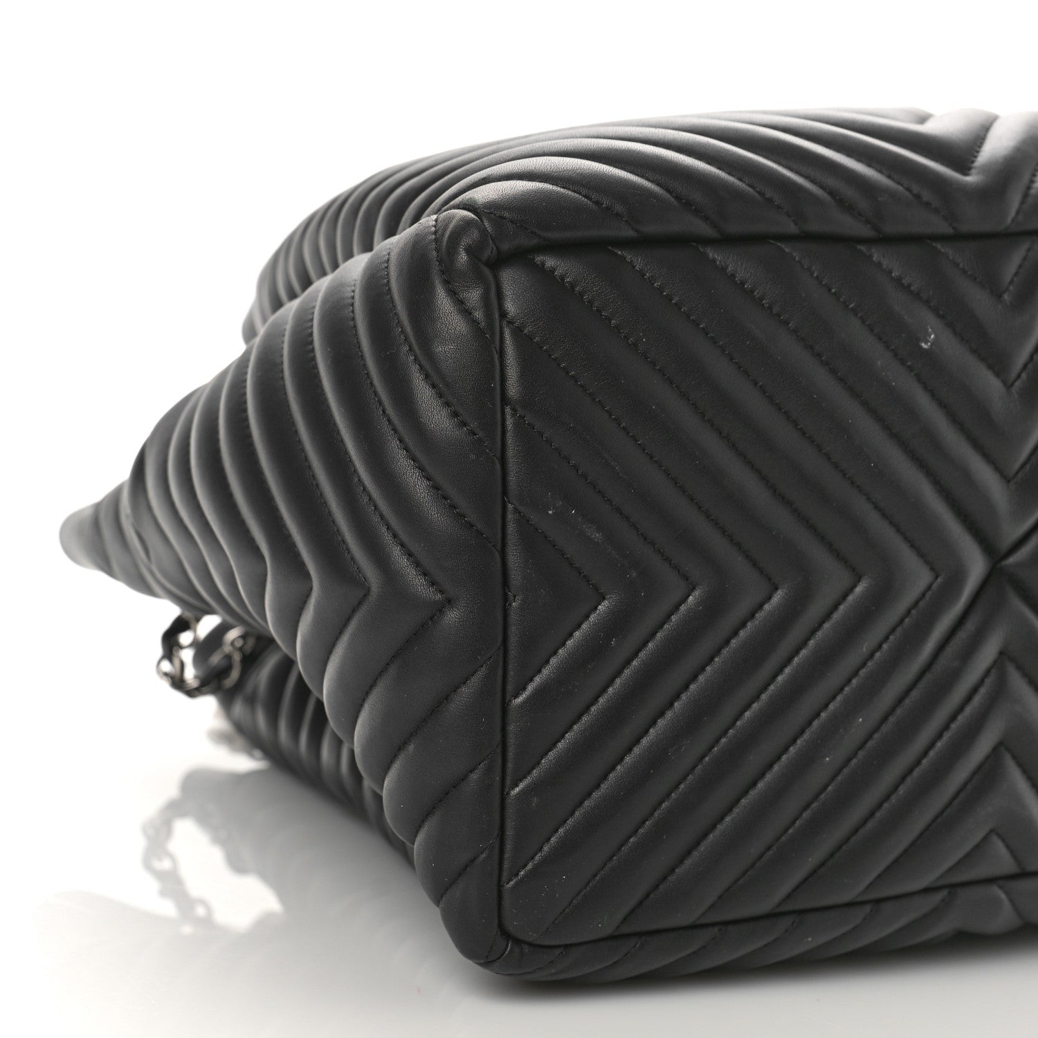 Chanel Lambskin Chevron Large Urban Spirit Drawstring Bag Black 9 of 11