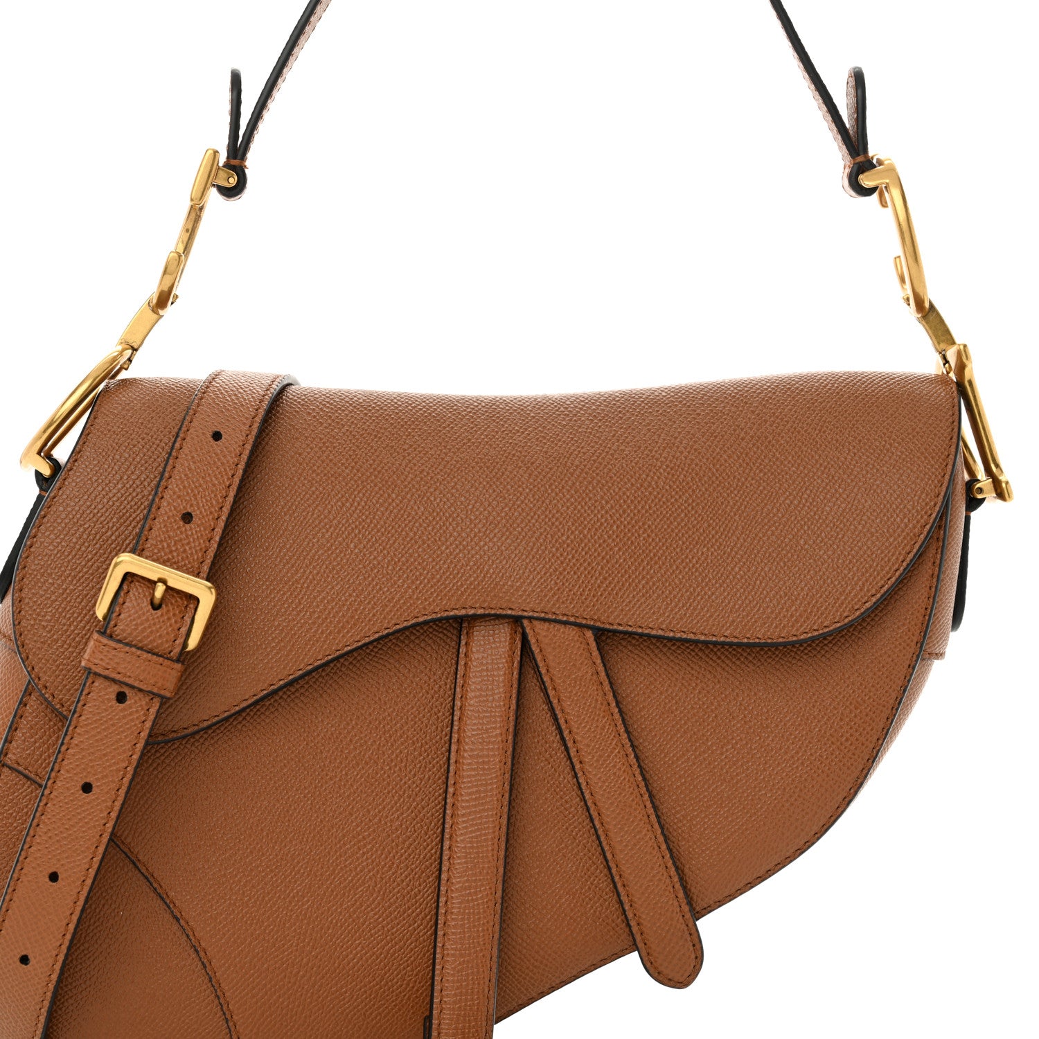 Christian Dior Grained Calfskin Saddle Bag With Strap Golden Saddle 8 of 11