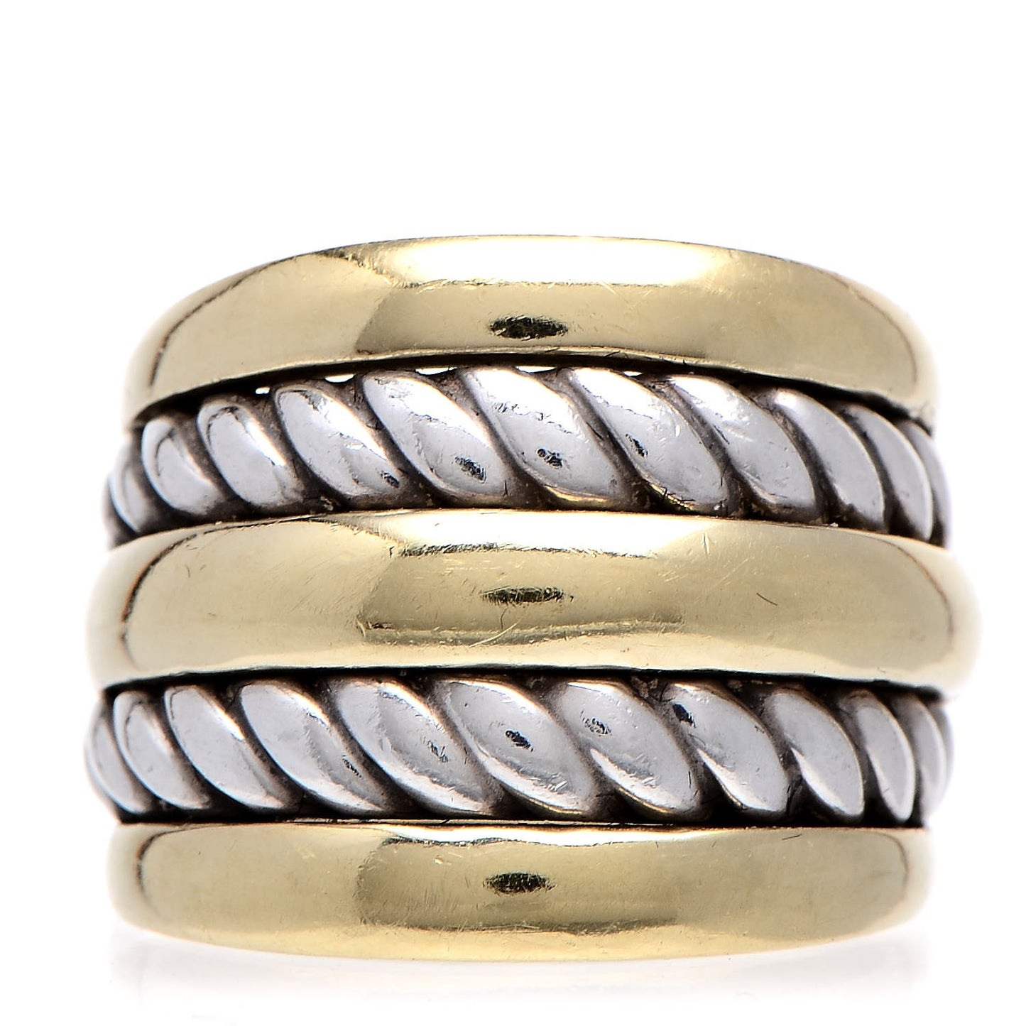 Sterling Silver 18K Yellow Gold 5 Row Cable Ring 51.9 6