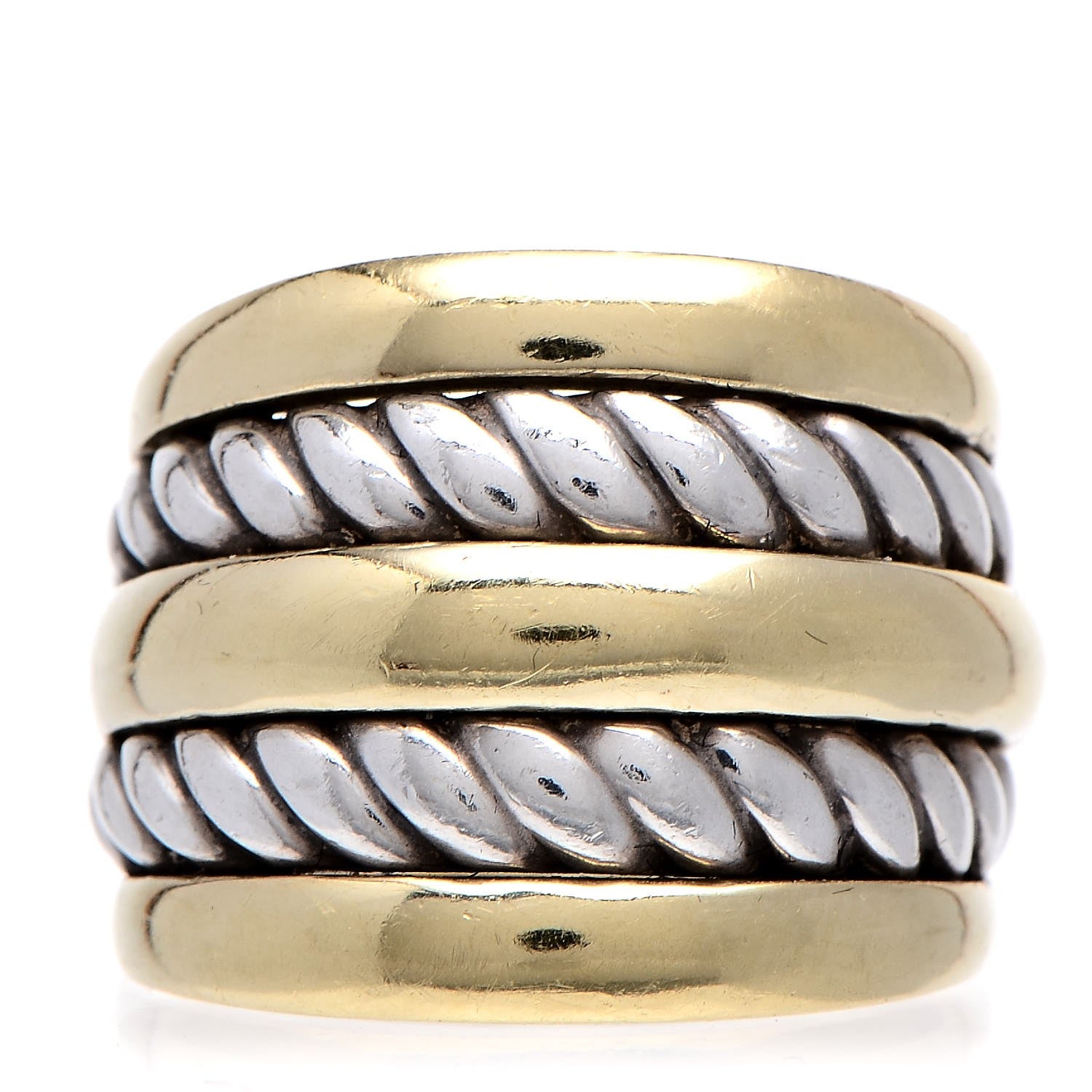 David Yurman Sterling Silver 18K Yellow Gold 5 Row Cable Ring 51.9 6 1 of 6